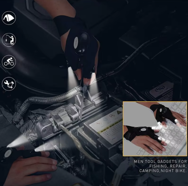 Rechargeable LED Half-Finger Gloves