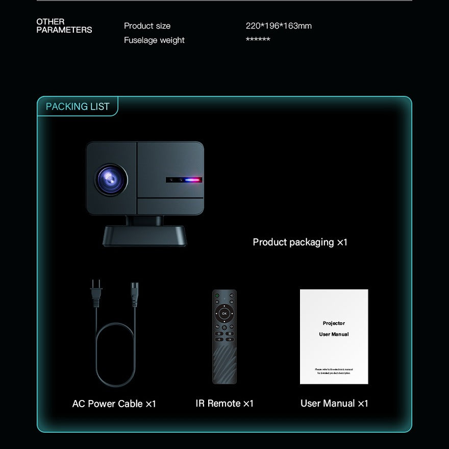 1080P HD Blu-ray Autofocus Home Living Room Projector