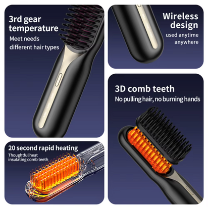 Portable Cordless Hair Straightener Brush