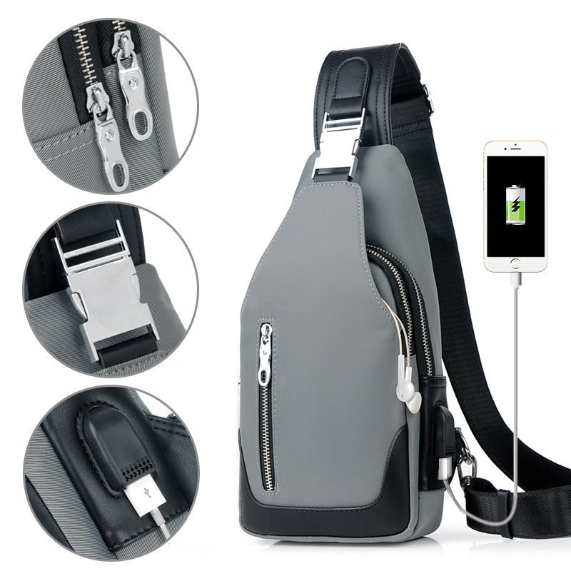 Crossbody USB Charge Waterproof Sling Bag